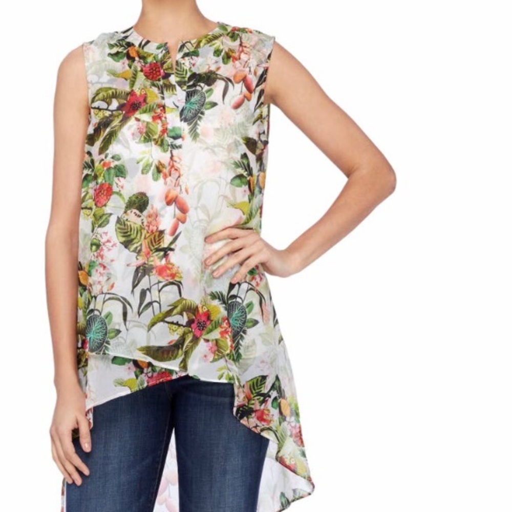 Catherine by Catherine Malandrino High/Low Layered Sleeveless Tunic Blouse.